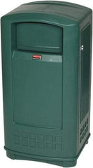 Rubbermaid - 35 Gal Green Rectangle Decorative Waste Receptacle With Top - 1,044mm High x 543.56mm Long x 515.62mm Wide - Apex Tool & Supply