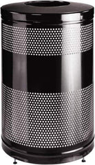 Rubbermaid - 51 Gal Black Round Decorative Waste Receptacle With Top - Steel, 902mm High - Apex Tool & Supply