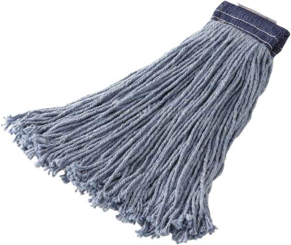 Rubbermaid - 5" Blue Head Band, Medium Blended Fiber Cut End Mop Head - 4 Ply, Clamp Jaw Connection - Apex Tool & Supply