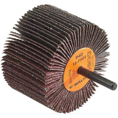 WALTER Surface Technologies - 3" Diam x 2" Face Width, Coarse Aluminum Oxide Coated Mounted Flap Wheel - 1/4" Shank Mount, 40 Grit, Cloth Backing, 11,000 Max RPM - Apex Tool & Supply