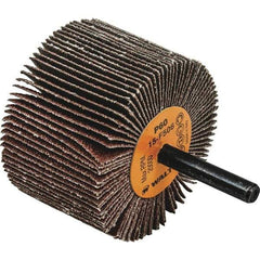 WALTER Surface Technologies - 2-1/2" Diam x 1-1/2" Face Width, Medium Aluminum Oxide Coated Mounted Flap Wheel - 1/4" Shank Mount, 60 Grit, Cloth Backing, 20,000 Max RPM - Apex Tool & Supply