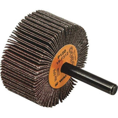 WALTER Surface Technologies - 2" Diam x 1" Face Width, Fine Aluminum Oxide Coated Mounted Flap Wheel - 1/4" Shank Mount, 120 Grit, Cloth Backing, 25,000 Max RPM - Apex Tool & Supply