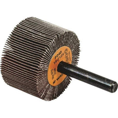 WALTER Surface Technologies - 1-1/2" Diam x 1" Face Width, Coarse Aluminum Oxide Coated Mounted Flap Wheel - 1/4" Shank Mount, 40 Grit, Cloth Backing, 25,000 Max RPM - Apex Tool & Supply