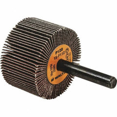 WALTER Surface Technologies - 1-1/2" Diam x 3/8" Face Width, Fine Aluminum Oxide Coated Mounted Flap Wheel - 1/4" Shank Mount, 120 Grit, Cloth Backing, 25,000 Max RPM - Apex Tool & Supply