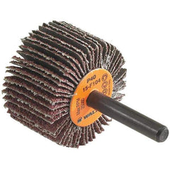 WALTER Surface Technologies - 1-1/2" Diam x 3/8" Face Width, Coarse Aluminum Oxide Coated Mounted Flap Wheel - 1/4" Shank Mount, 40 Grit, Cloth Backing, 25,000 Max RPM - Apex Tool & Supply