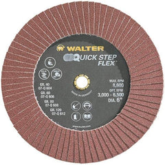 WALTER Surface Technologies - 80 Grit, 6" Disc Diam, Aluminum Oxide Flap Disc - 8,600 Max RPM, Fiber Backing, Hook & Loop Attaching System, Coated - Apex Tool & Supply