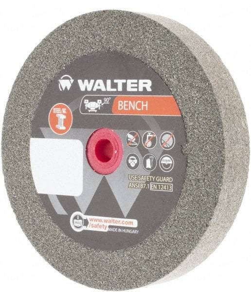 WALTER Surface Technologies - 80 Grit Aluminum Oxide Bench & Pedestal Grinding Wheel - 6" Diam x 1" Hole x 1" Thick, 4100 Max RPM, Fine Grade, Vitrified Bond - Apex Tool & Supply