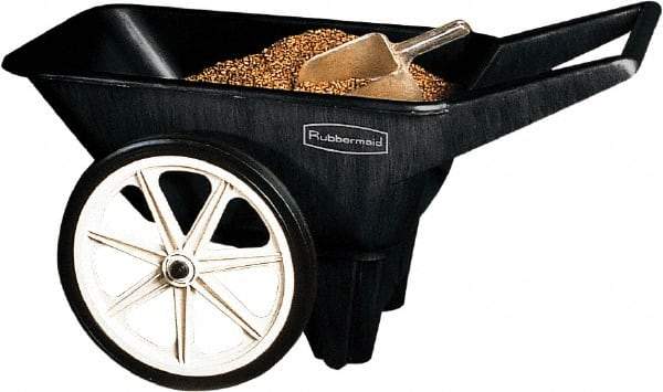 Rubbermaid - 3.5 Cu Ft, 200 Lb Capacity Wheelbarrow with Semi-Pneumatic Wheel - 47" Long x 27-1/2" Wide x 24-3/4" High, Black - Apex Tool & Supply