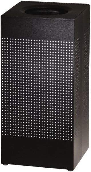 Rubbermaid - 16 Gal Black Square Decorative Waste Receptacle With Top - Steel, 30" High x 374.65mm Long x 374.65mm Wide - Apex Tool & Supply