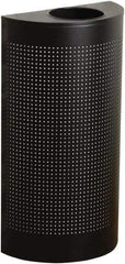 Rubbermaid - 12 Gal Black Half-Round Decorative Waste Receptacle With Top - Steel, 32" High x 18" Wide - Apex Tool & Supply
