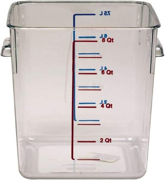 Rubbermaid - Square, Clear Polycarbonate Food Storage Container - 8.8" High x 8.8" Wide x 8.8" Long - Apex Tool & Supply