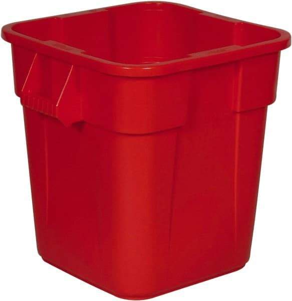 Rubbermaid - 28 Gal Red Square Trash Can - Polyethylene, 572mm High x 546.1mm Long x 546.1mm Wide - Apex Tool & Supply