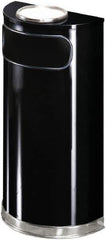 Rubbermaid - 9 Gal Black Half-Round Decorative Waste Receptacle With Top - Steel, 813mm High x 457.2mm Wide - Apex Tool & Supply