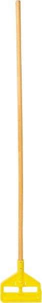 Rubbermaid - 54" Standard Hardwood Clamp Jaw Mop Handle - 1" Mop Head Band, Plastic Connector, Use with Wet Mops - Apex Tool & Supply