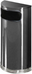 Rubbermaid - 9 Gal Gray Half-Round Decorative Waste Receptacle With Top - Steel, 813mm High x 457.2mm Wide - Apex Tool & Supply