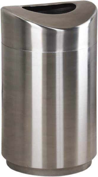 Rubbermaid - 30 Gal Silver Round Decorative Waste Receptacle With Top - Metal, 851mm High - Apex Tool & Supply