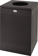 Rubbermaid - 40 Gal Black Square Decorative Waste Receptacle With Top - Steel, 30" High x 476.25mm Long x 476.25mm Wide - Apex Tool & Supply