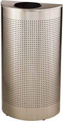 Rubbermaid - 12 Gal Silver Half-Round Decorative Waste Receptacle With Top - Stainless Steel, 32" High x 18" Wide - Apex Tool & Supply