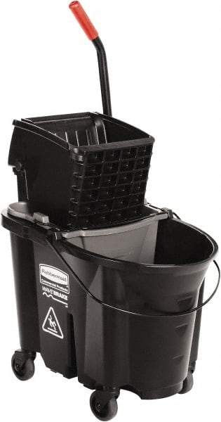 Rubbermaid - 35 Qt Plastic Steel Bucket & Wringer - 510.54mm Long x 927.1mm High x 398.78mm Wide, Black - Apex Tool & Supply