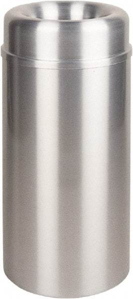 Rubbermaid - 15 Gal Aluminum Round Decorative Waste Receptacle With Top - Steel, 30" High - Apex Tool & Supply