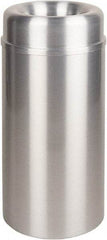 Rubbermaid - 15 Gal Aluminum Round Decorative Waste Receptacle With Top - Steel, 30" High - Apex Tool & Supply