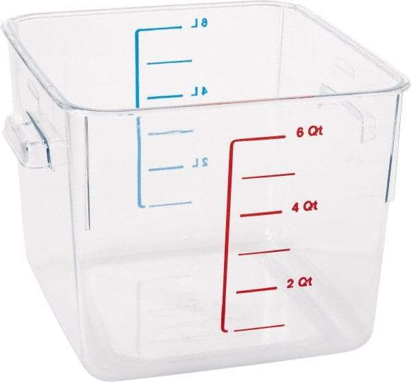 Rubbermaid - Square, Clear Polycarbonate Food Storage Container - 6.9" High x 8.8" Wide x 8.8" Long - Apex Tool & Supply