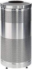 Rubbermaid - 25 Gal Silver Round Decorative Waste Receptacle With Top - Stainless Steel, 902mm High - Apex Tool & Supply