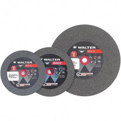 WALTER Surface Technologies - 46 Grit Aluminum Oxide Bench & Pedestal Grinding Wheel - 6" Diam x 1" Hole x 3/4" Thick, 4100 Max RPM, Medium Grade, Vitrified Bond - Apex Tool & Supply