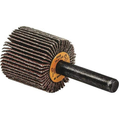 WALTER Surface Technologies - 1-1/2" Diam x 1" Face Width, Medium Aluminum Oxide Coated Mounted Flap Wheel - 1/4" Shank Mount, 80 Grit, Cloth Backing, 25,000 Max RPM - Apex Tool & Supply