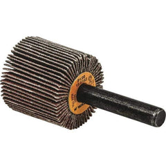 WALTER Surface Technologies - 1-1/2" Diam x 1" Face Width, Very Fine Aluminum Oxide Coated Mounted Flap Wheel - 1/4" Shank Mount, 240 Grit, Cloth Backing, 25,000 Max RPM - Apex Tool & Supply