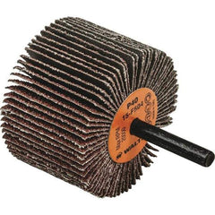 WALTER Surface Technologies - 2-1/2" Diam x 1-1/2" Face Width, Coarse Aluminum Oxide Coated Mounted Flap Wheel - 1/4" Shank Mount, 40 Grit, Cloth Backing, 20,000 Max RPM - Apex Tool & Supply