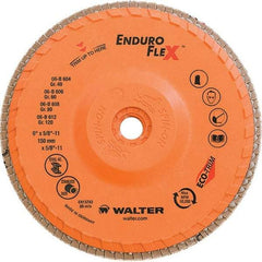 WALTER Surface Technologies - 80 Grit, 6" Disc Diam, 5/8-11 Center Hole, Type 28 Ceramic Flap Disc - 10,200 Max RPM, Plastic Backing, Arbor Attaching System, Coated - Apex Tool & Supply