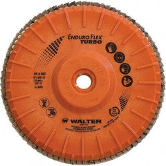 WALTER Surface Technologies - 36 & 60 Grit, 6" Disc Diam, 5/8-11 Center Hole, Type 28 Ceramic Flap Disc - 10,200 Max RPM, Plastic Backing, Arbor Attaching System, Coated - Apex Tool & Supply