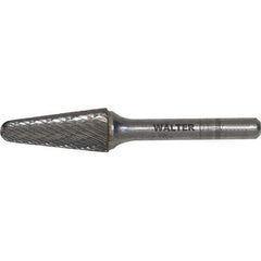 WALTER Surface Technologies - 1/4" Cut Diam, 1/4" Shank Diam, Cone Head Double Cut Burr - Carbide, 5/8" LOC - Apex Tool & Supply