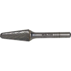 WALTER Surface Technologies - 5/16" Cut Diam, 1/4" Shank Diam, Cone Head Double Cut Burr - Carbide, 7/8" LOC - Apex Tool & Supply