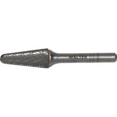 WALTER Surface Technologies - 5/8" Cut Diam, 1/4" Shank Diam, Cone Head Double Cut Burr - Carbide, 3/16" LOC - Apex Tool & Supply