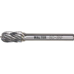 WALTER Surface Technologies - 3/8" Cut Diam, 1/4" Shank Diam, Cylinder Ball End Head Double Cut Burr - Carbide, 3/4" LOC - Apex Tool & Supply