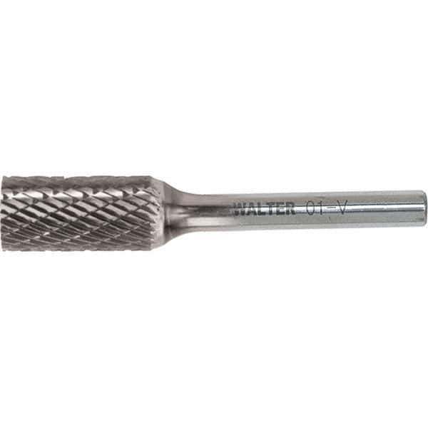WALTER Surface Technologies - 5/16" Cut Diam, 1/4" Shank Diam, Cylinder Head Double Cut Burr - Carbide, 3/4" LOC - Apex Tool & Supply