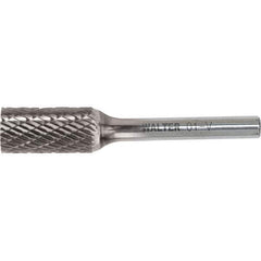 WALTER Surface Technologies - 5/16" Cut Diam, 1/4" Shank Diam, Cylinder Head Double Cut Burr - Carbide, 3/4" LOC - Apex Tool & Supply