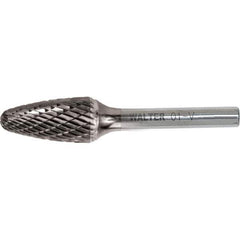 WALTER Surface Technologies - 3/8" Cut Diam, 1/4" Shank Diam, Tree Head Double Cut Burr - Carbide, 3/4" LOC - Apex Tool & Supply