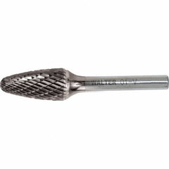 WALTER Surface Technologies - 1/4" Cut Diam, 1/4" Shank Diam, Tree Head Double Cut Burr - Carbide, 5/8" LOC - Apex Tool & Supply