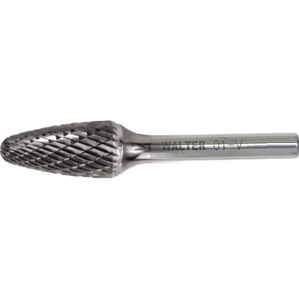 WALTER Surface Technologies - 1/8" Cut Diam, 1/8" Shank Diam, Tree Head Double Cut Burr - Carbide, 1/2" LOC - Apex Tool & Supply