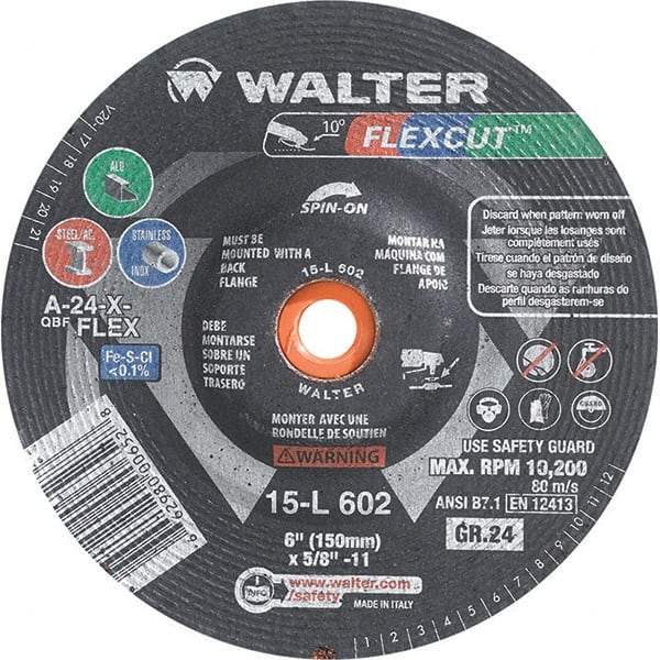 WALTER Surface Technologies - 6" Diam, 24 Grit Surface Grinding Wheel - Aluminum Oxide/Silicon Carbide Blend, Resinoid Bond - Apex Tool & Supply