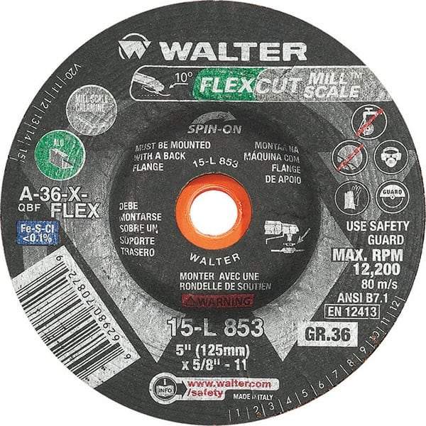 WALTER Surface Technologies - 5" Diam, 36 Grit Surface Grinding Wheel - Apex Tool & Supply