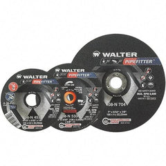 WALTER Surface Technologies - 20 Grit, 9" Wheel Diam, 5/32" Wheel Thickness, 7/8" Arbor Hole, Type 27 Depressed Center Wheel - Aluminum Oxide/Silicon Carbide Blend, Resinoid Bond, 6,600 Max RPM - Apex Tool & Supply