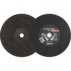 WALTER Surface Technologies - 14" 24 Grit Aluminum Oxide Cutoff Wheel - 5/32" Thick, 1" Arbor, 5,400 Max RPM, Use with Electric & Gas Powered Saws - Apex Tool & Supply