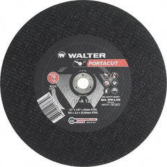 WALTER Surface Technologies - 12" 24 Grit Aluminum Oxide Cutoff Wheel - 1/8" Thick, 20mm Arbor, 6,300 Max RPM, Use with Electric & Gas Powered Saws - Apex Tool & Supply
