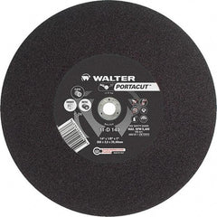 WALTER Surface Technologies - 14" 24 Grit Aluminum Oxide Cutoff Wheel - 1/8" Thick, 1" Arbor, 5,400 Max RPM, Use with Electric & Gas Powered Saws - Apex Tool & Supply