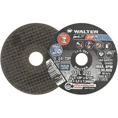 WALTER Surface Technologies - 2" 24 Grit Aluminum Oxide Cutoff Wheel - 1/8" Thick, 5/16" Arbor, 31,000 Max RPM, Use with Die Grinders - Apex Tool & Supply