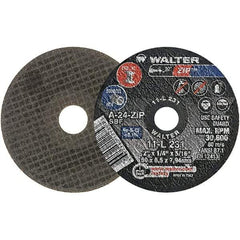 WALTER Surface Technologies - 2" 24 Grit Aluminum Oxide Cutoff Wheel - 1/4" Thick, 5/16" Arbor, 31,000 Max RPM, Use with Die Grinders - Apex Tool & Supply